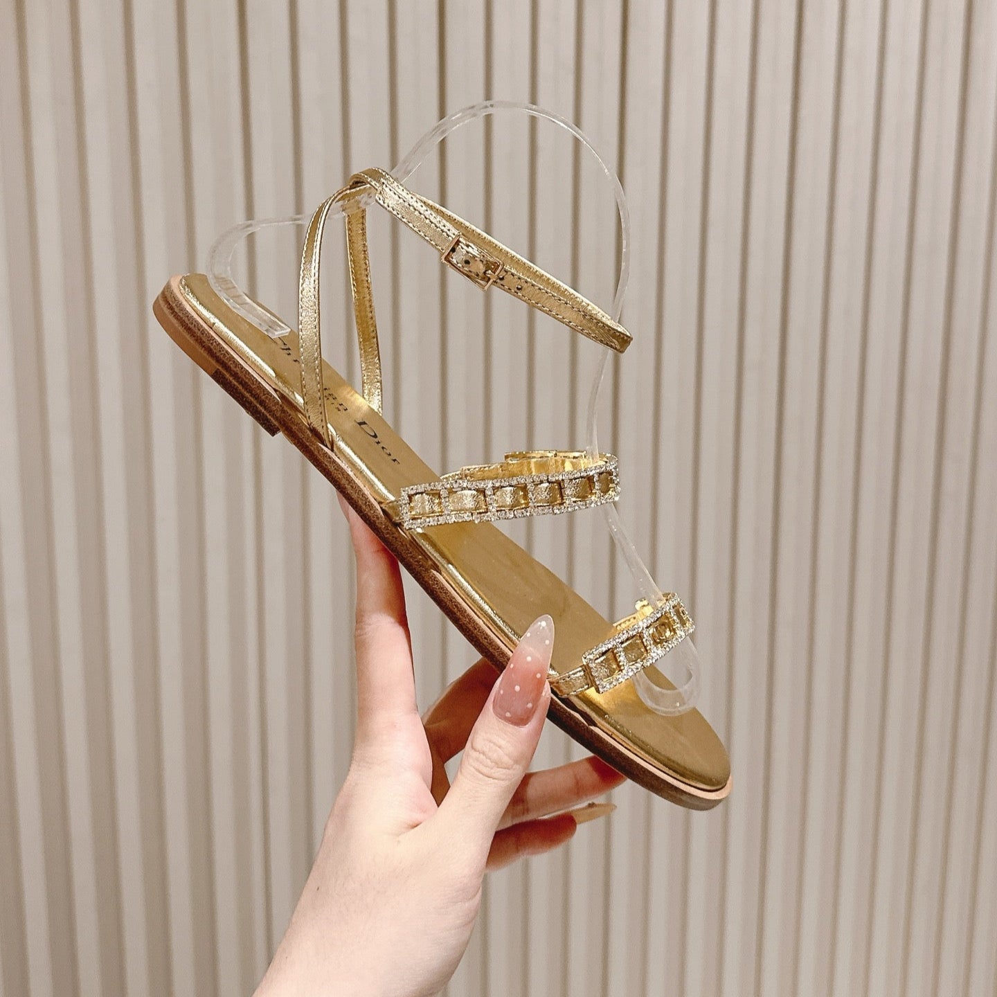 CD Diorissime Sandal Gold Metalic Lambskin 483071