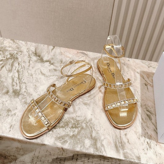 CD Diorissime Sandal Gold Metalic Lambskin 483071