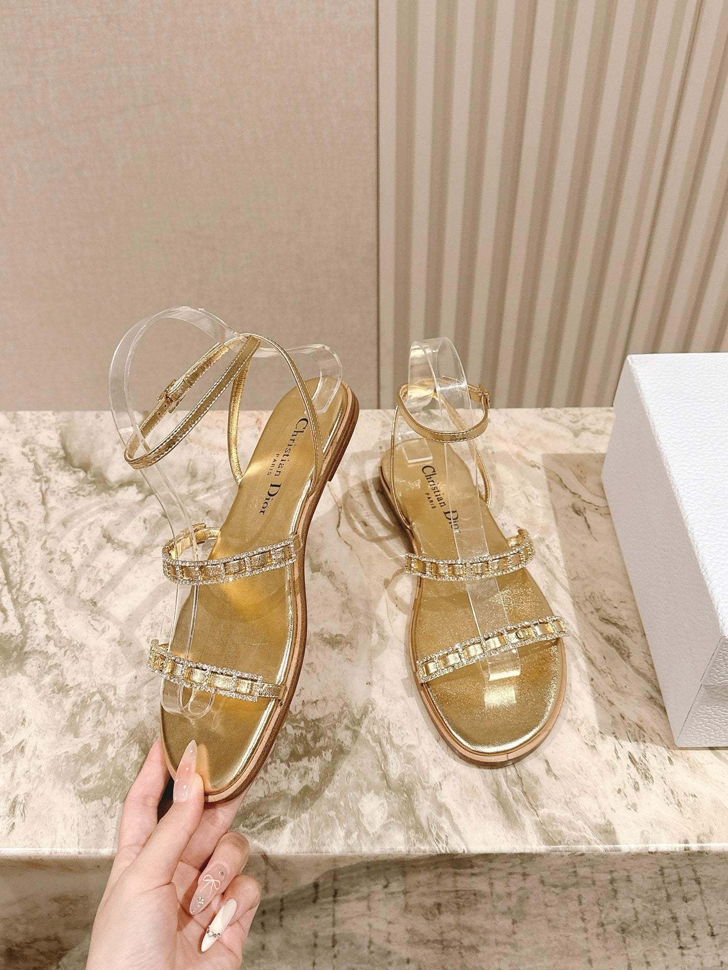 CD Diorissime Sandal Gold Metalic Lambskin 483071