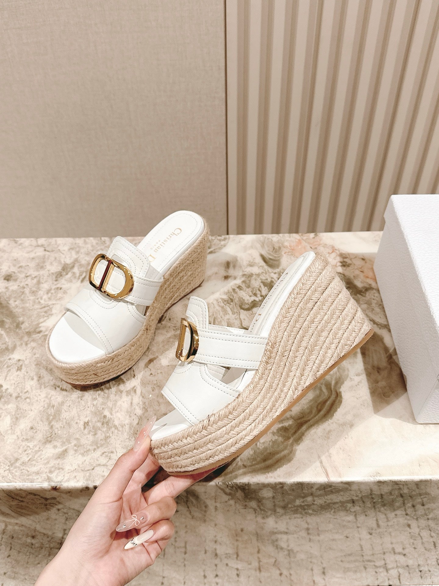 CD 30 Montaigne Wedge Slide 85mm  Lambskin 483076