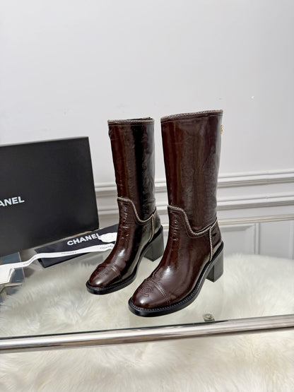 CC 26s Mid-Calf Boots Brown Glossy Leather 101933