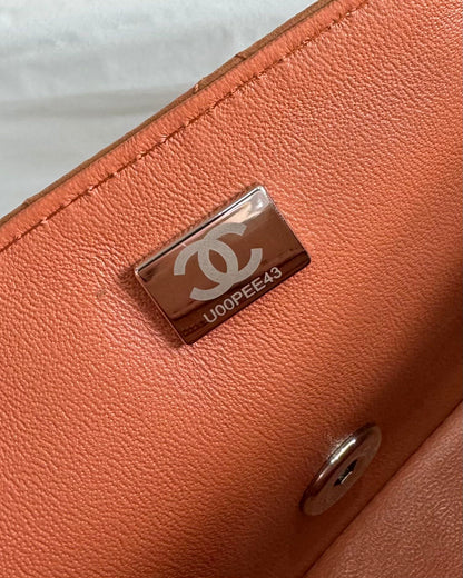 flap bag mini 20 brown lambskin silver hardware