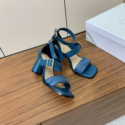 CD J'Adior High-Heel Sandals 8cm Blue Cowhide Canvas 793126