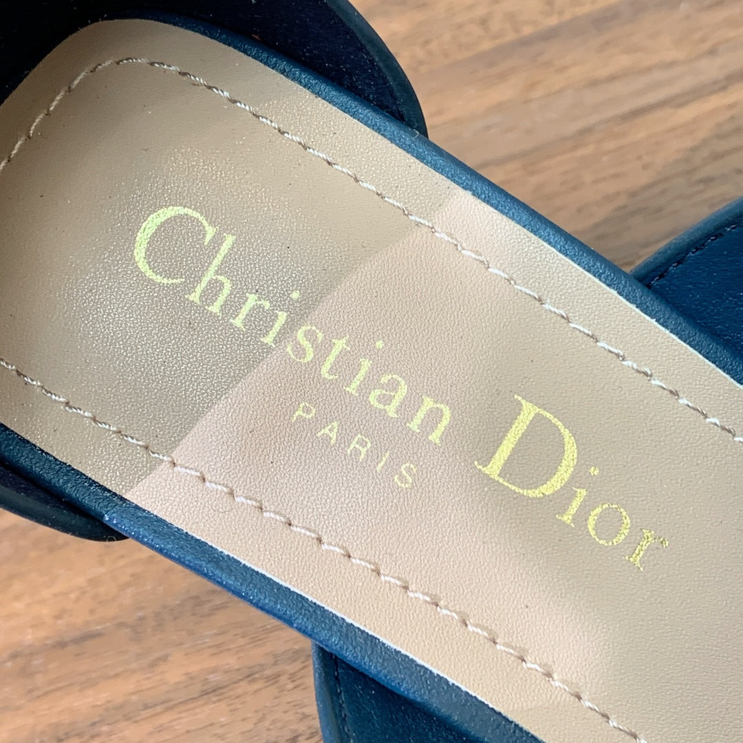 CD J'Adior High-Heel Sandals 8cm Blue Cowhide Canvas 793126
