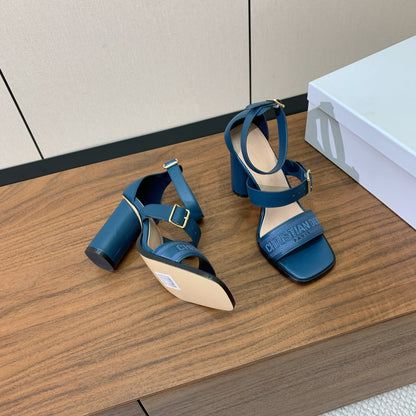 CD J'Adior High-Heel Sandals 8cm Blue Cowhide Canvas 793126