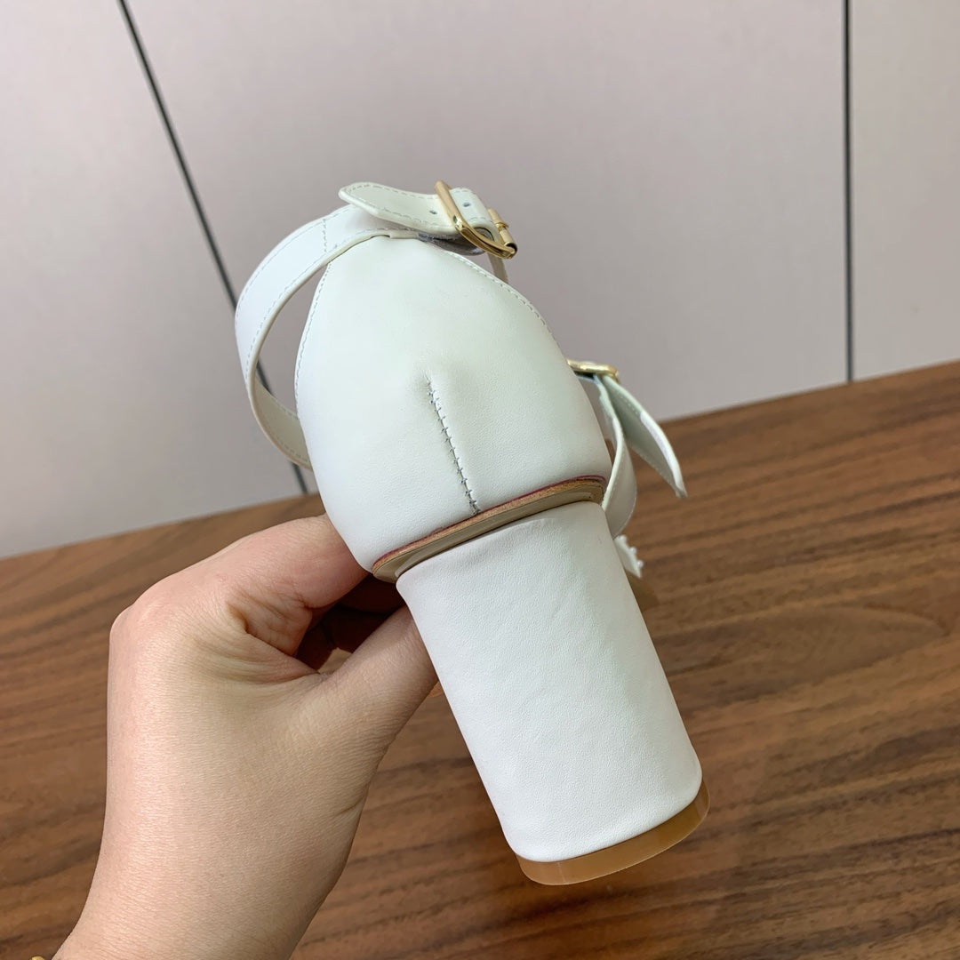 CD J'Adior High-Heel Sandals 10cm White Cowhide Canvas 793133