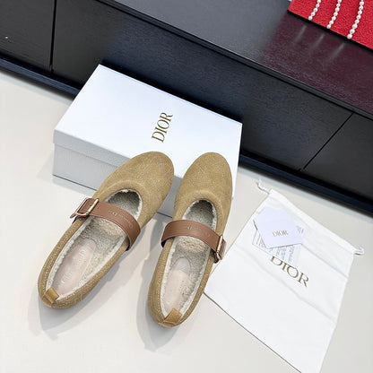 CD 26s Frost Ballet Flat In Light Brown Cannage Suede And Calfskin