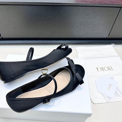 CD 26s Dior Ballet Pump Black Satin 622211