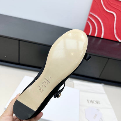 CD 26s Dior Ballet Pump Black Satin 622211