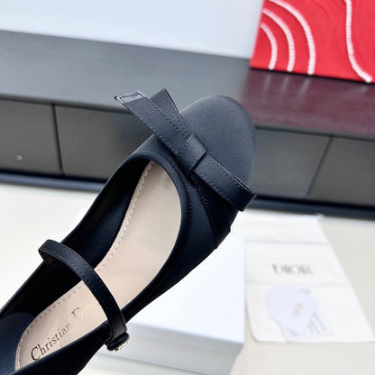 CD 26s Dior Ballet Pump Black Satin 622211
