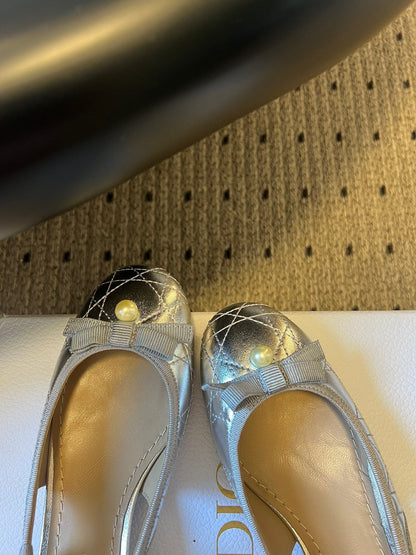 CD 26s Dior Ballet Slingback Pump 3cm Sliver Cowhide 622214