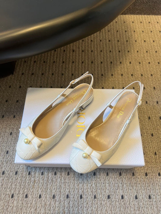 CD 26s Dior Ballet Slingback Pump 3cm White Cowhide 622215