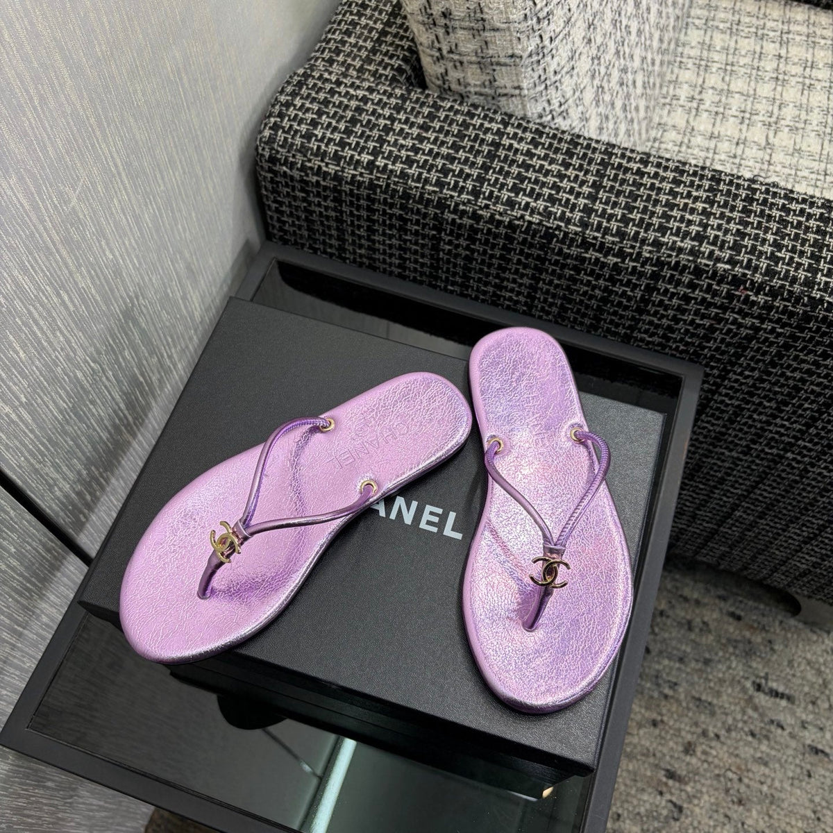 CC 2026 Thong Sandal Purple Metalic Calfskin 826184