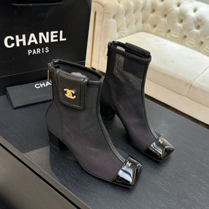 CC 26s Ankle Boots With Pocket Black Mesh Lambskin 958069