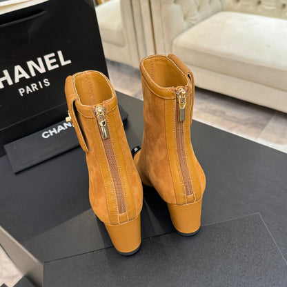 CC 26s Ankle Boots With Pocket Brown Black Suede Patent Lambskin 958070