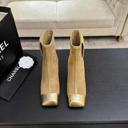 CC 26s Ankle Boots With Pocket Beige Suede Patent Lambskin 958071