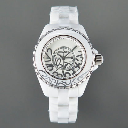 J12 Date Quartz White Ceramic Stainless Graffiti Limited