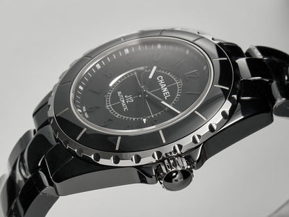 J12 Automatic Black Ceramic Black Numerals Black Dial Black Steel Hands