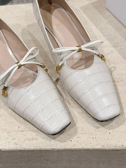CD Muse Pump 4cm White Crocodile-Printed Calfskin 694198