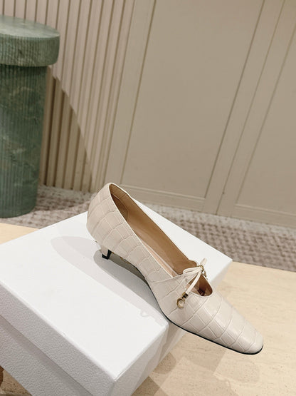 CD Muse Pump 4cm White Crocodile-Printed Calfskin 694198