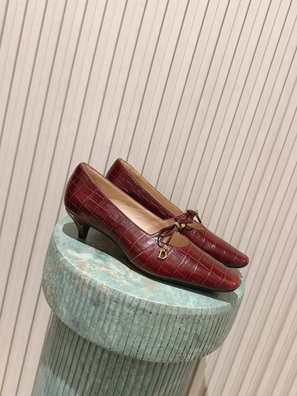 CD Muse Pump 4cm Brown Crocodile-Printed Calfskin 694199