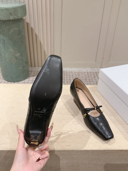 CD Muse Pump 4cm Black Crocodile-Printed Calfskin 694200