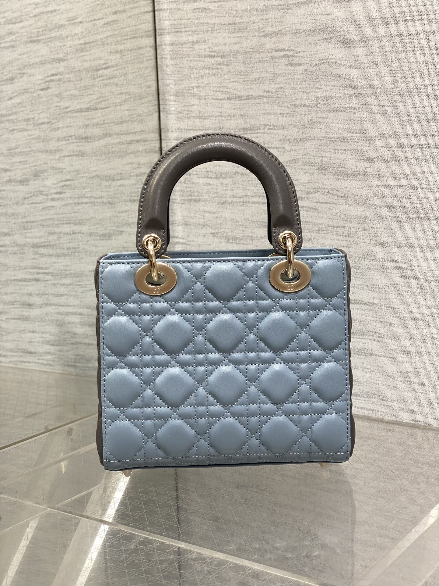 Lady Bag 20cm Celeste Blue Grey Lambksin