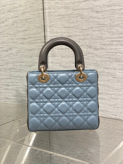 CD Lady Dior Bag Blue Grey Sheepskin 214235