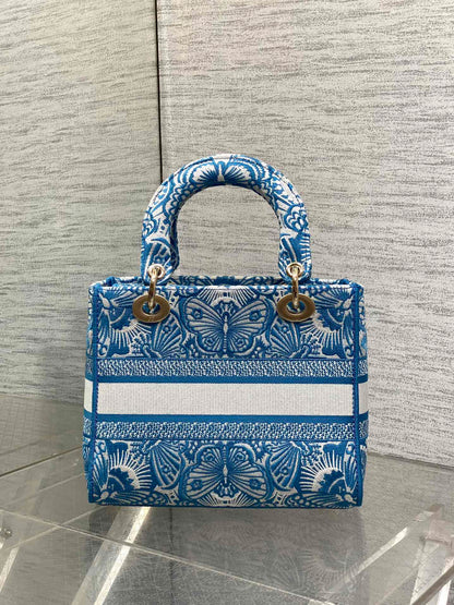 CD Medium Lady D-Lite Butterfly Motif Blue White Cotton