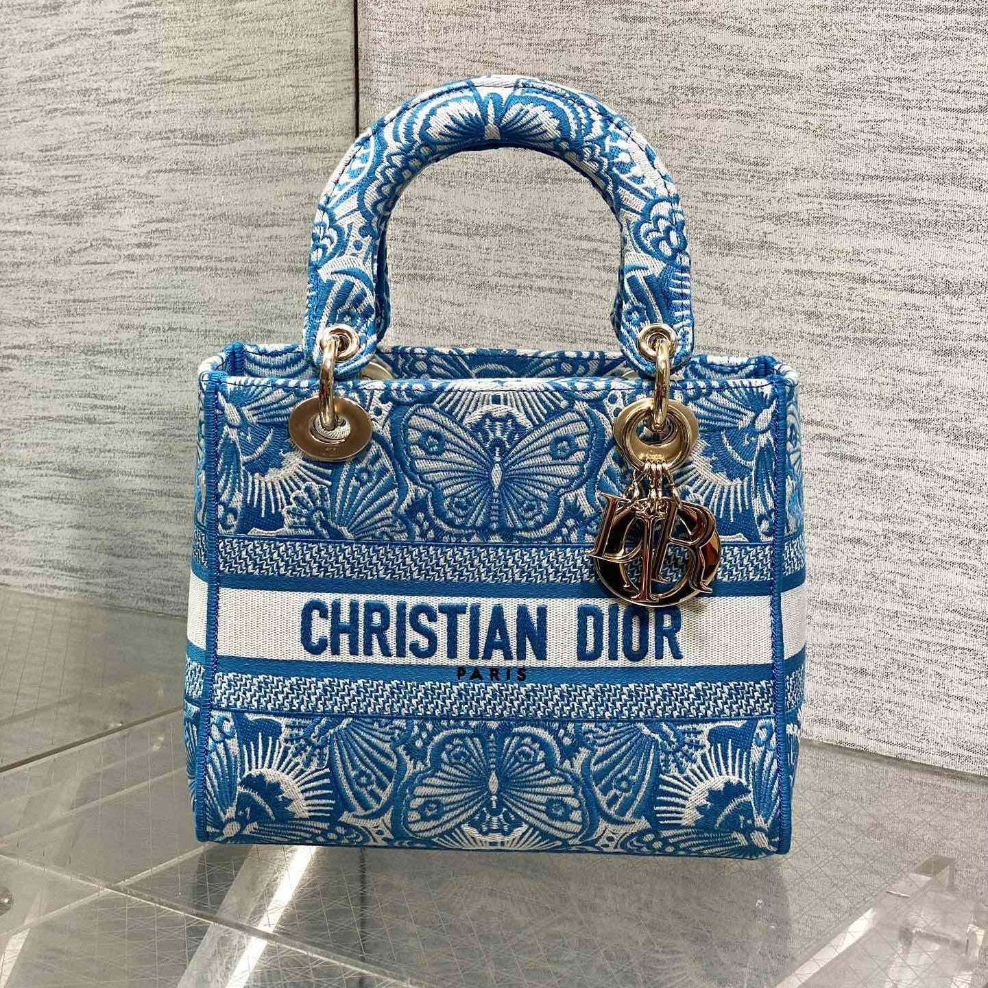 CD Medium Lady D-Lite Butterfly Motif Blue White Cotton