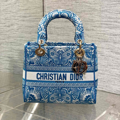 CD Medium Lady D-Lite Butterfly Motif Blue White Cotton