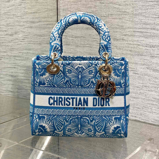 CD Medium Lady D-Lite Butterfly Motif Blue White Cotton