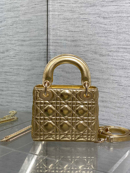 Dior 2026 Mini Lady Dior Bag Gold Lambskin 270893