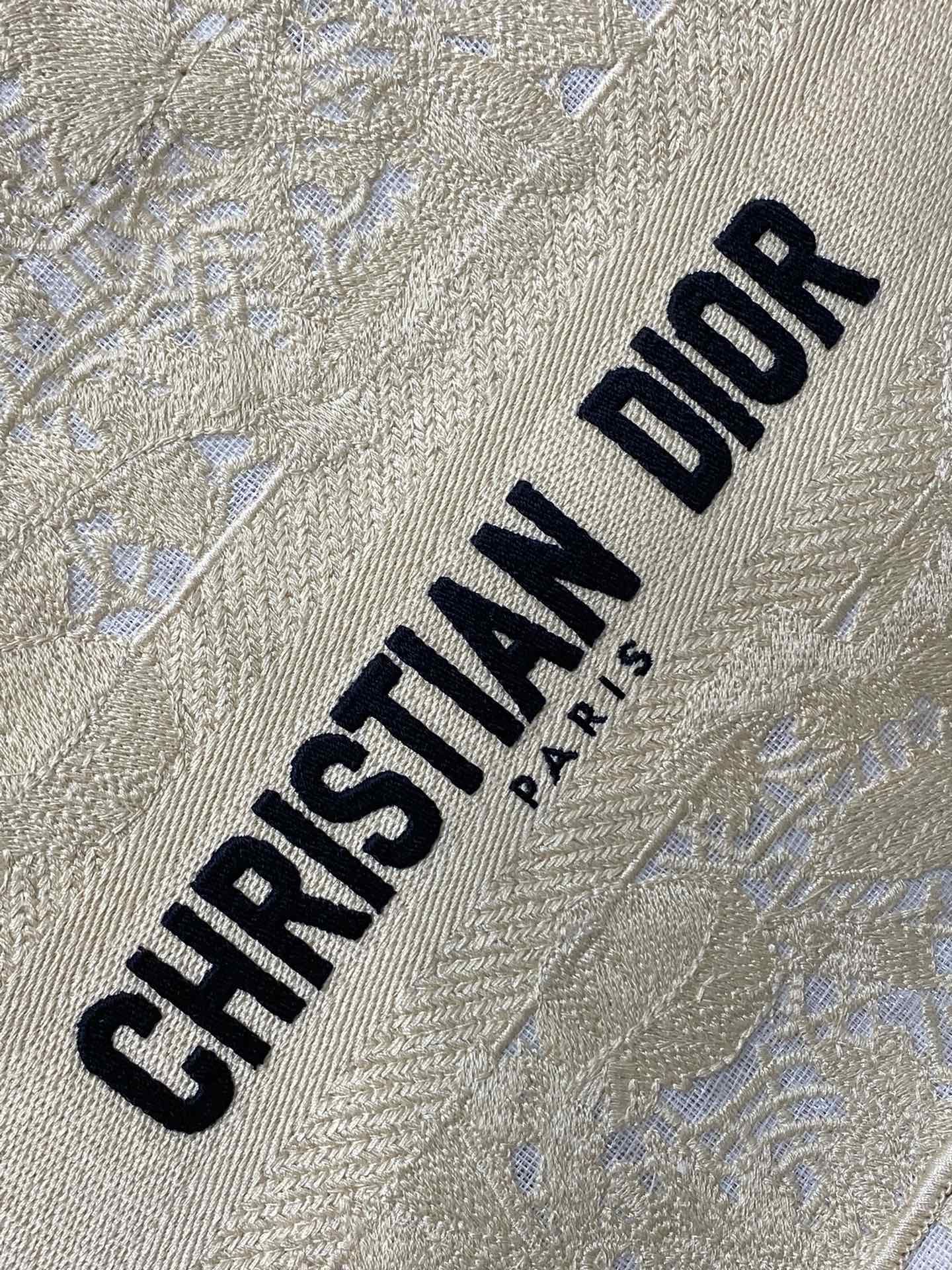 CD Small Dior Book Tote Scotland’s National Flower Pattern Beige Cotton