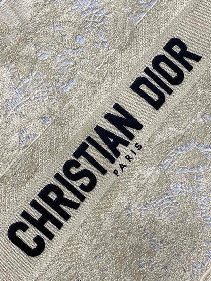 CD Medium Dior Book Tote Scotland’s National Flower Pattern Beige Cotton