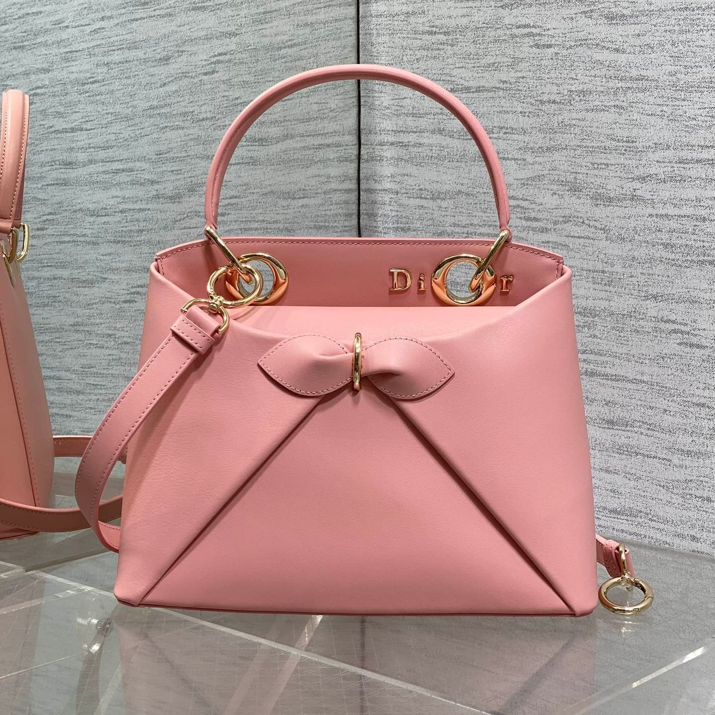 CD 26SS Bow-Adorned Bag Blush Pink Calfskin 272507