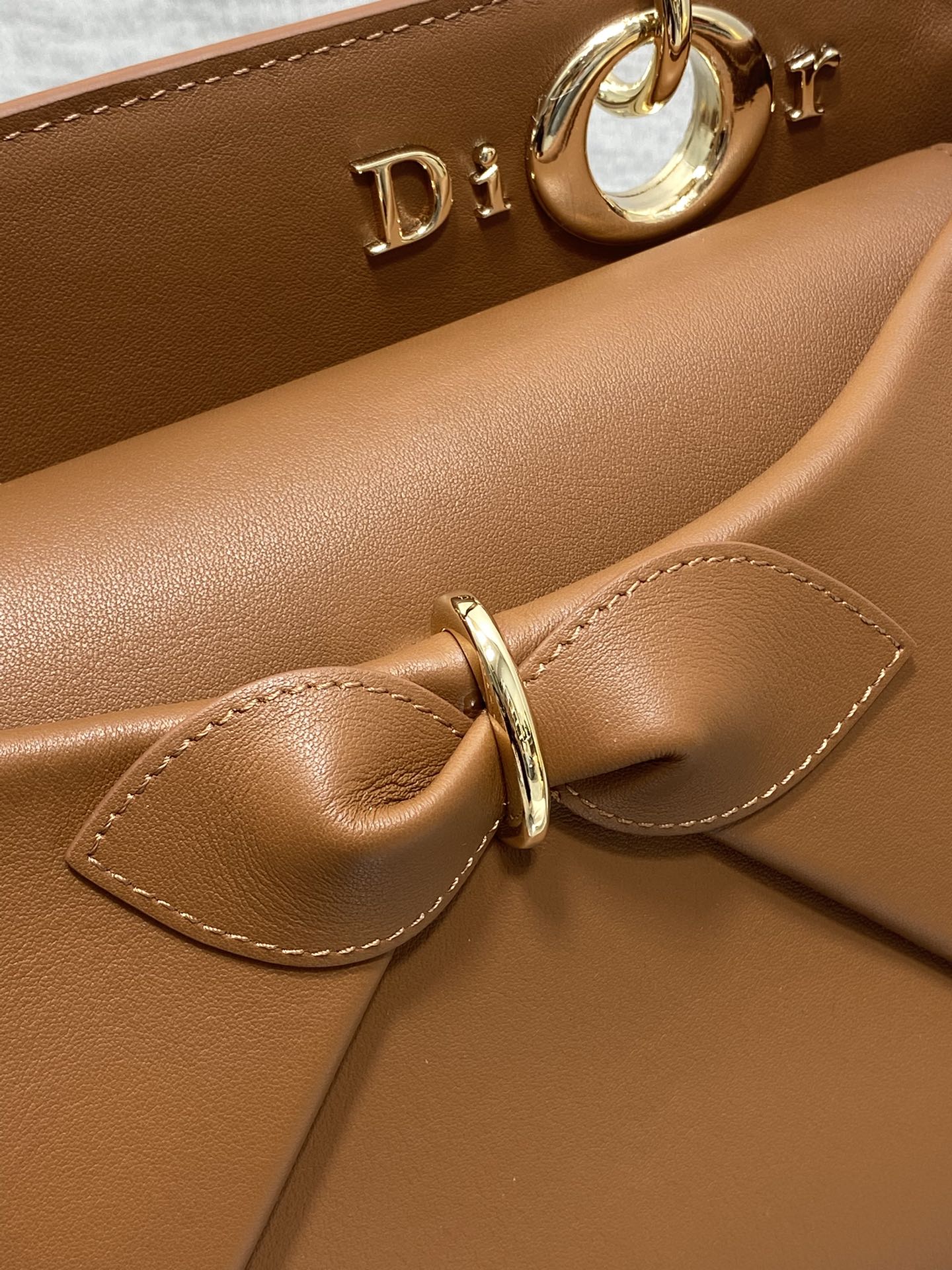 CD 26SS Bow-Adorned Bag Brown Calfskin 272511