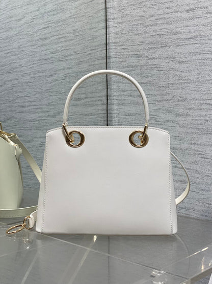 CD 26SS Bow-Adorned Bag White Calfskin 272515
