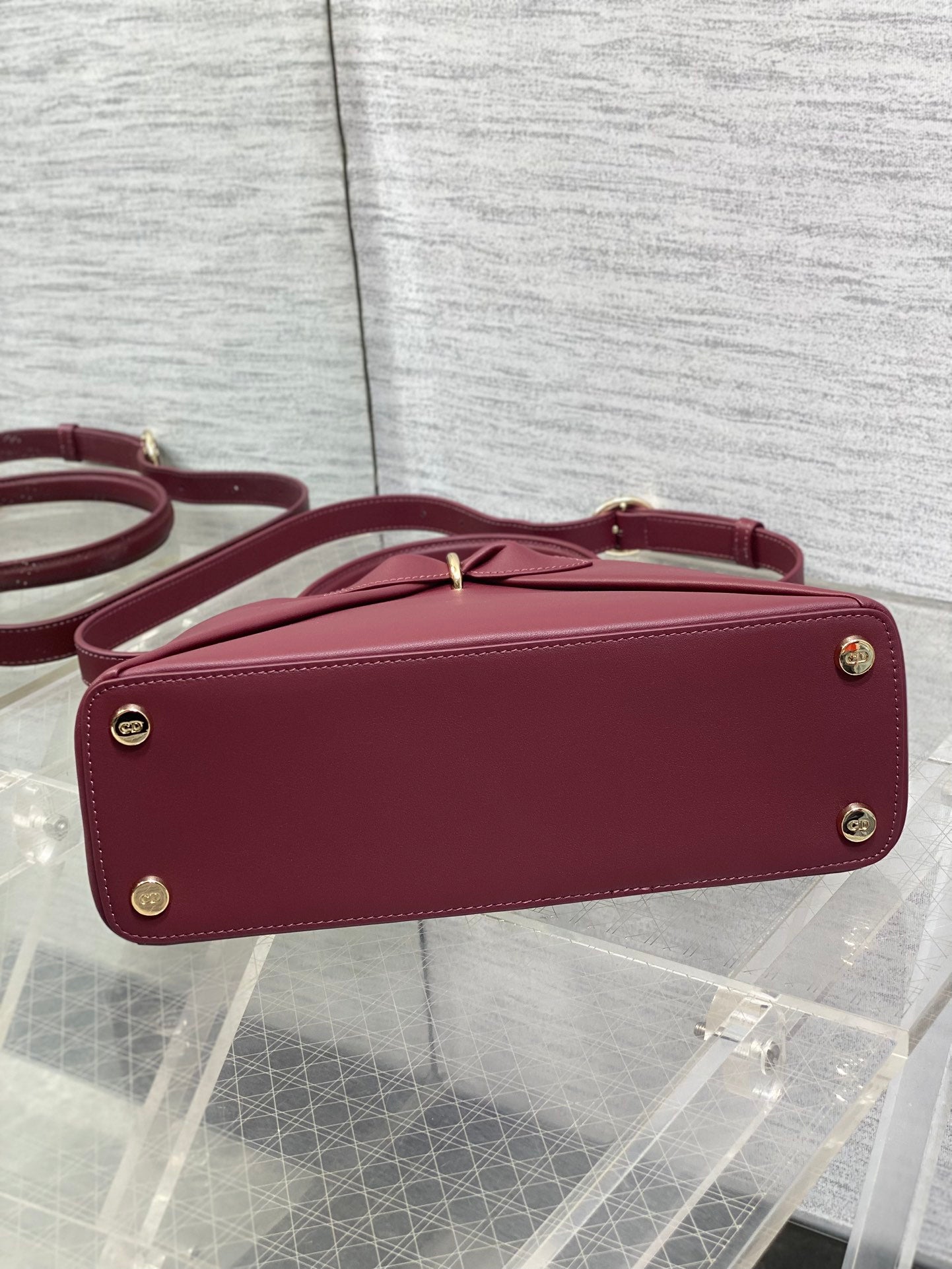 CD 26SS Bow-Adorned Bag Burgundy Calfskin 272517