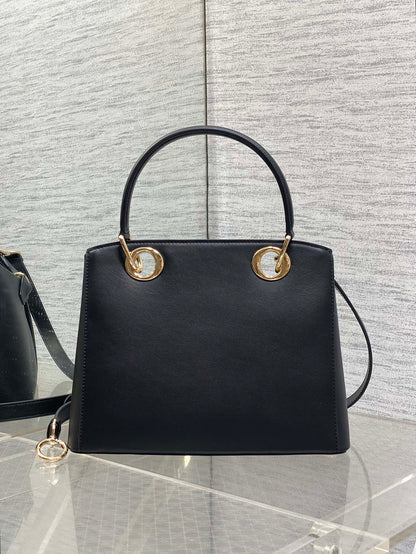 CD 26SS Bow-Adorned Bag Black Calfskin 272519