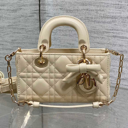 Dior 2026 Bow D-Joy Micro Bag Beige Lambskin 284115