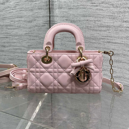 Dior 2026 Bow D-Joy Micro Bag Pink Lambskin