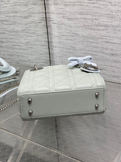 Dior 2026 Mini Lady Dior Bag Grey Charcoal Lambskin 286581