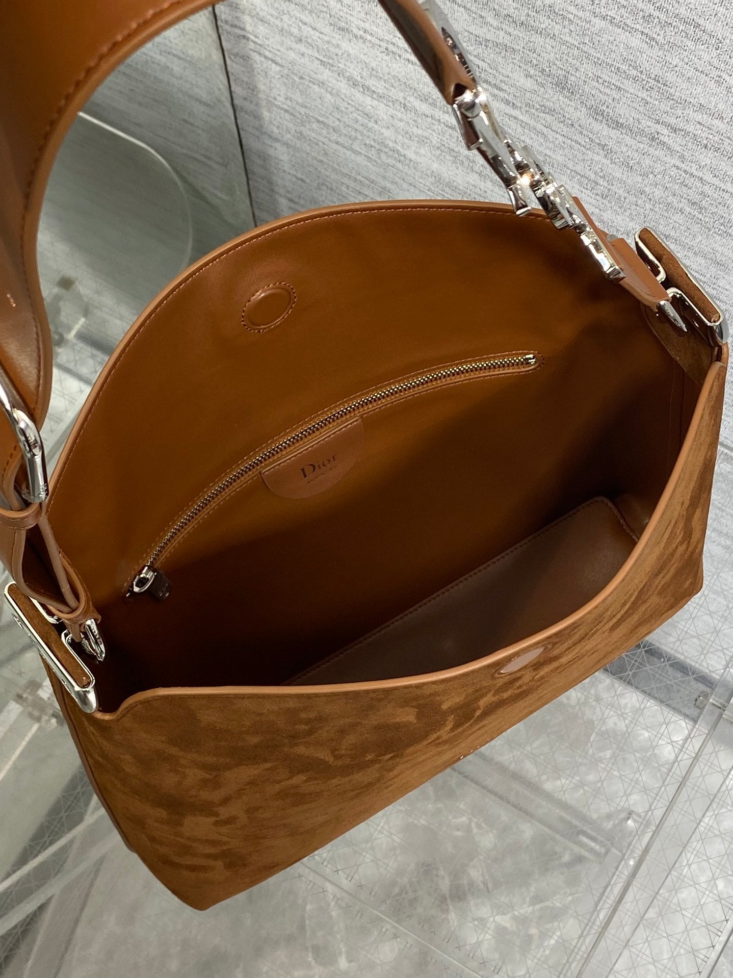 Dior Medium Diorly Bag Brown Suede 286586