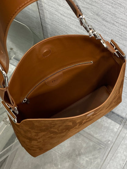 Dior Medium Diorly Bag Brown Suede 286586