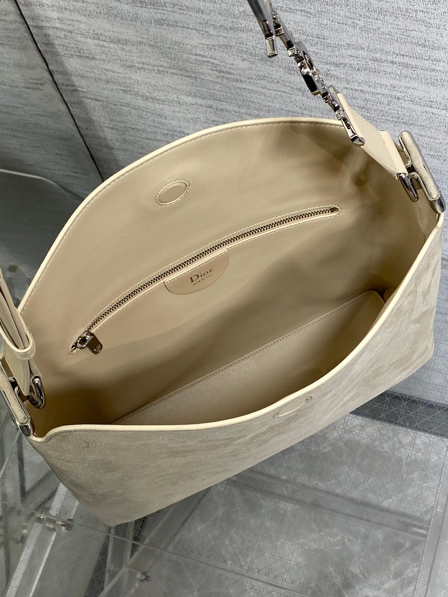 Dior Medium Diorly Bag Light Taupe Suede 286590