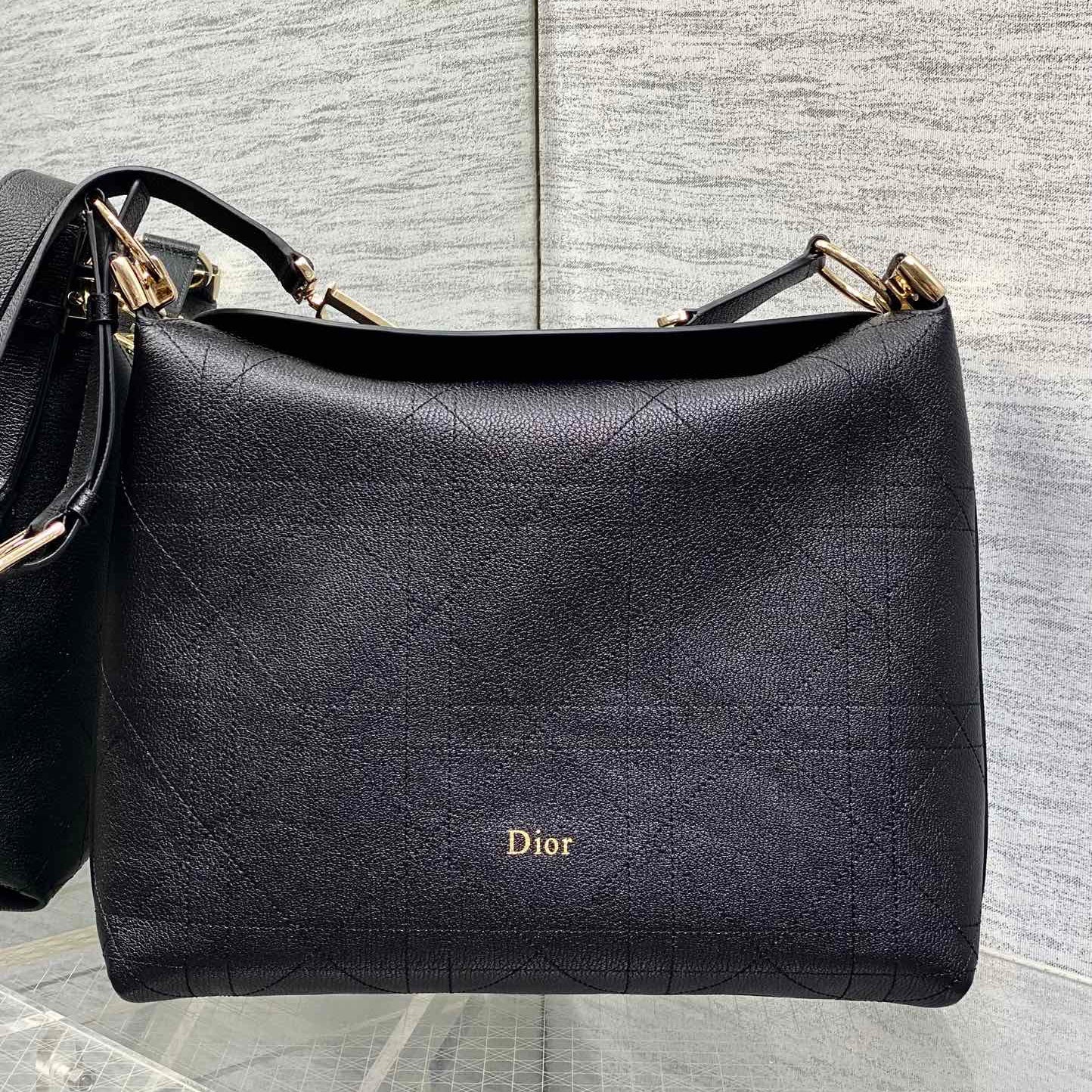 Dior Medium Diorly Bag Black Macrocannage Lambskin 286592