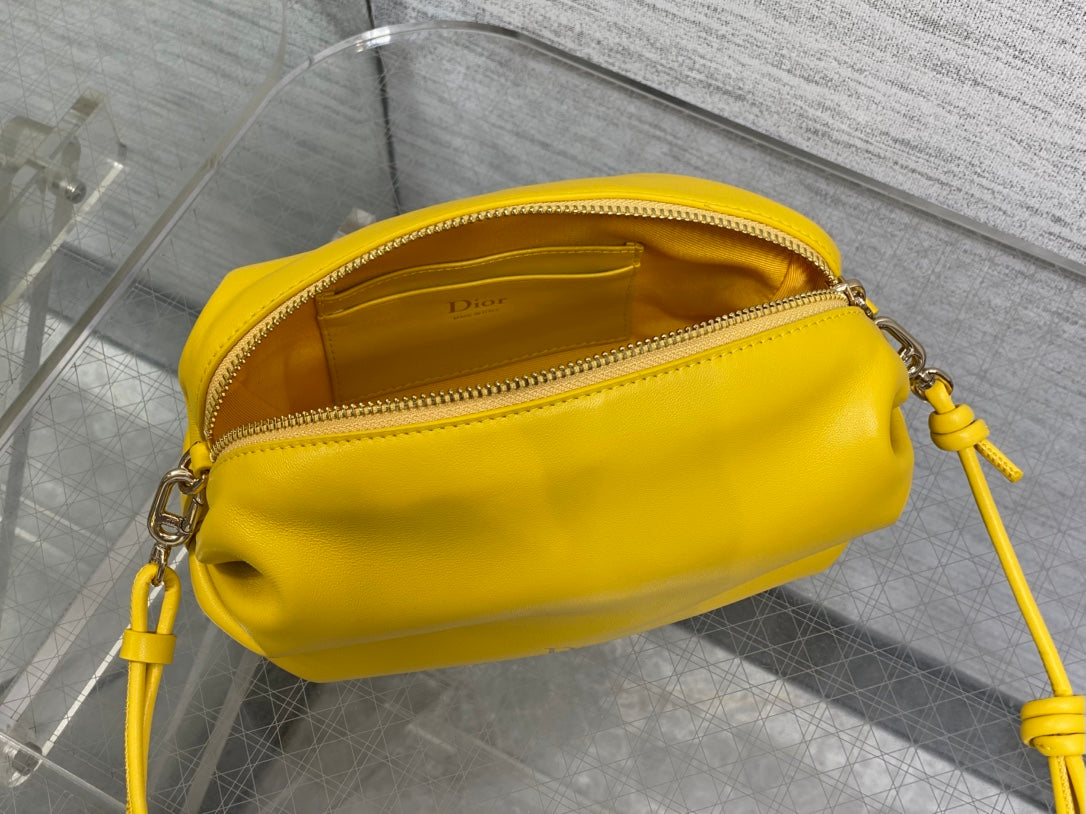 CD Bow Pouch Yellow Lambskin 286625