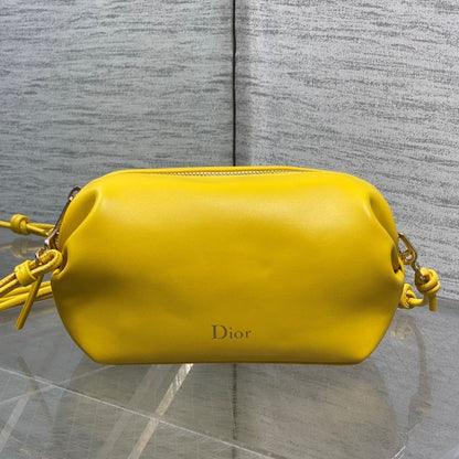 CD Bow Pouch Yellow Lambskin 286625