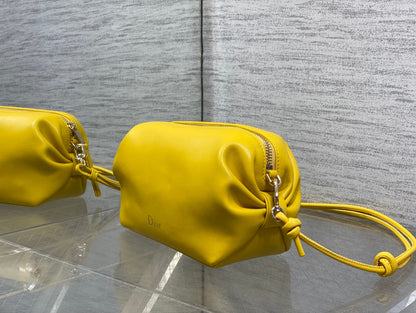 CD Bow Pouch Yellow Lambskin 286625